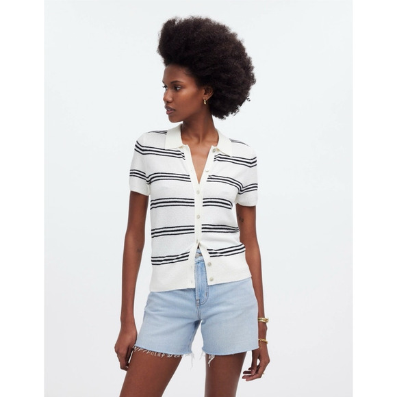 Madewell Polo Sweater Striped Tee Button Up Short Sleeve Shirt US Womens XXS New - Picture 1 of 7